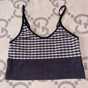 Anthropologie Black and White Checkered Crop Top